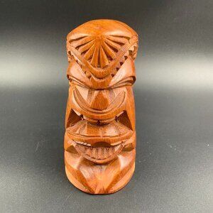 Hand Carved and Signed Wooden Hawaiian Kanaloa Statue 6" Tall